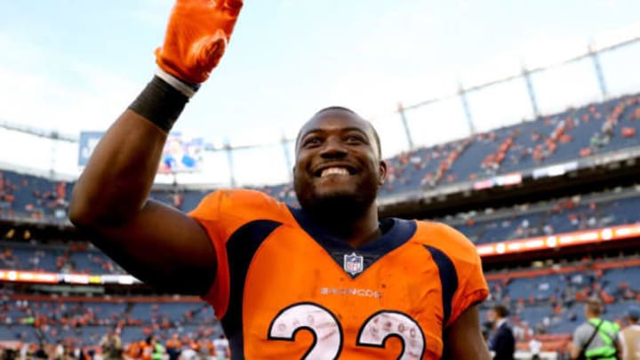 DENVER, CO – SEPTEMBER 17: C.J. Anderson #22 of the Denver Broncos celebrates their win against the Dallas Cowboys at Sports Authority Field at Mile High on September 17, 2017 in Denver, Colorado. (Photo by Matthew Stockman/Getty Images)