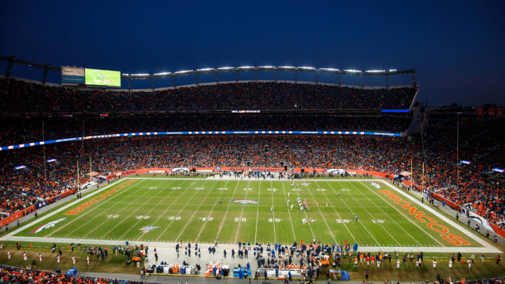 DENVER, CO – DECEMBER 29: A general view of the stadium as the Denver Broncos drive against the Oakland Raiders during the fourth quarter at Empower Field at Mile High on December 29, 2019 in Denver, Colorado. The Broncos defeated the Raiders 16-15. (Photo by Justin Edmonds/Getty Images)