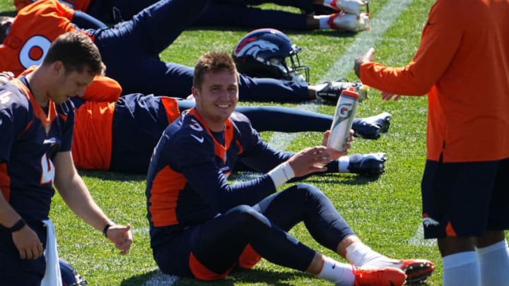 Jun 1, 2021; Englewood, Colorado, USA;Denver Broncos quarterback Drew Lock (3) during organized team activities at the UCHealth Training Center. Mandatory Credit: Ron Chenoy-USA TODAY Sports