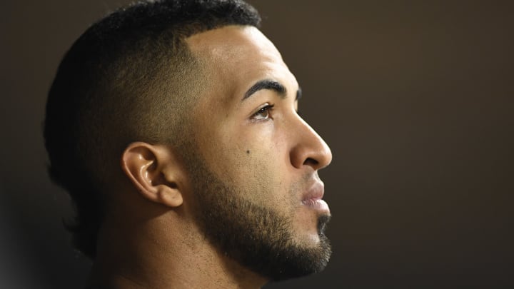 MINNEAPOLIS, MINNESOTA – OCTOBER 07: Eddie Rosario #20 of the Minnesota Twins sits in the dugout in the ninth inning in game three of the American League Division Series against the New York Yankees at Target Field on October 07, 2019 in Minneapolis, Minnesota. (Photo by Hannah Foslien/Getty Images)