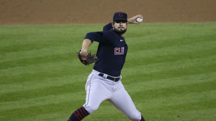 Brad Hand of the Cleveland Indians pitches against the Detroit Tigers. (Photo by Duane Burleson/Getty Images)