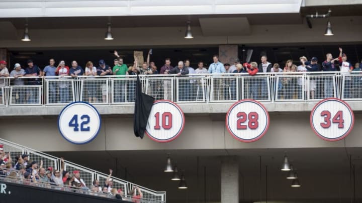 MINNEAPOLIS, MN - SEPTEMBER 8: The number 10 of former manager Tom Kelly of the Minnesota Twins is unveiled among the other retired numbers before a game at Target Field against the Cleveland Indians on September 8, 2012 in Minneapolis, Minnesota. (Photo by Marilyn Indahl/Getty Images)