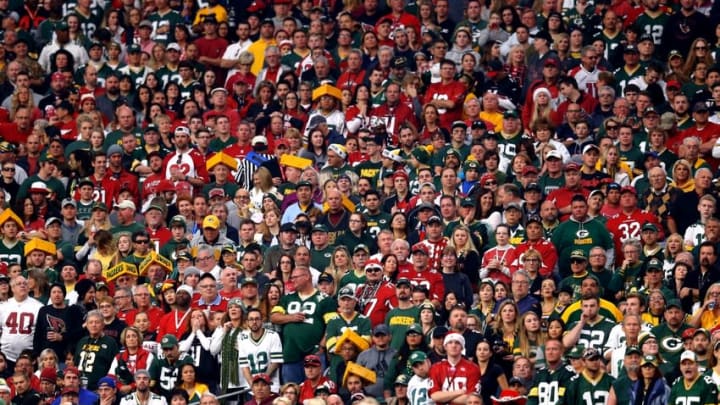 Dec 27, 2015; Glendale, AZ, USA; Arizona Cardinals fans in the grandstands mixed with Green Bay Packers fans during the game at University of Phoenix Stadium. The Cardinals defeated the Packers 38-8. Mandatory Credit: Mark J. Rebilas-USA TODAY Sports