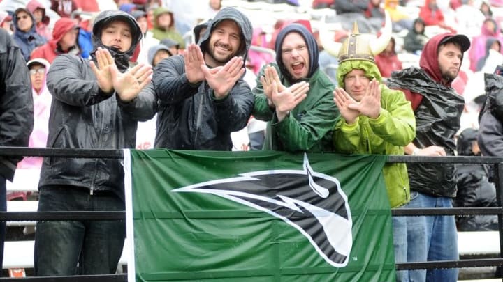 Sep 5, 2015; Pullman, WA, USA; Portland State Vikings fans look on again the Washington State Cougars during the second half at Martin Stadium. The Vikings won 24-17. Mandatory Credit: James Snook-USA TODAY Sports