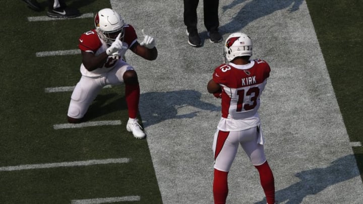 SANTA CLARA, CA - OCTOBER 07: Christian Kirk #13 of the Arizona Cardinals celebrates after a 75-yard touchdown against the San Francisco 49ers during their NFL game at Levi's Stadium on October 7, 2018 in Santa Clara, California. (Photo by Jason O. Watson/Getty Images)