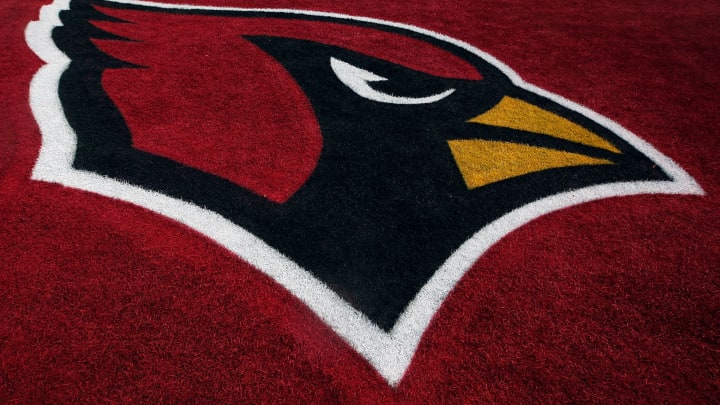 TAMPA, FL – FEBRUARY 01: The Arizona Cardinals logo is seen in the end zone before Super Bowl XLIII on February 1, 2009 at Raymond James Stadium in Tampa, Florida. (Photo by Jamie Squire/Getty Images)