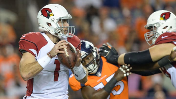 DENVER, CO - AUGUST 31: Quarterback Trevor Knight #1 of the Arizona Cardinals looks to pass against the against the Denver Broncos in the first half during a preseason NFL game at Sports Authority Field at Mile High on August 31, 2017 in Denver, Colorado. (Photo by Dustin Bradford/Getty Images) DENVER, CO - AUGUST 31: Quarterback Trevor Knight #1 of the Arizona Cardinals looks to pass against the against the Denver Broncos in the first half during a preseason NFL game at Sports Authority Field at Mile High on August 31, 2017 in Denver, Colorado. (Photo by Dustin Bradford/Getty Images)