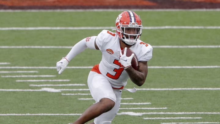 MOBILE, AL - JANUARY 30: Wide Receiver Amari Rodgers #3 from Clemson of the American Team during the 2021 Resse's Senior Bowl at Hancock Whitney Stadium on the campus of the University of South Alabama on January 30, 2021 in Mobile, Alabama. The National Team defeated the American Team 27-24. (Photo by Don Juan Moore/Getty Images)