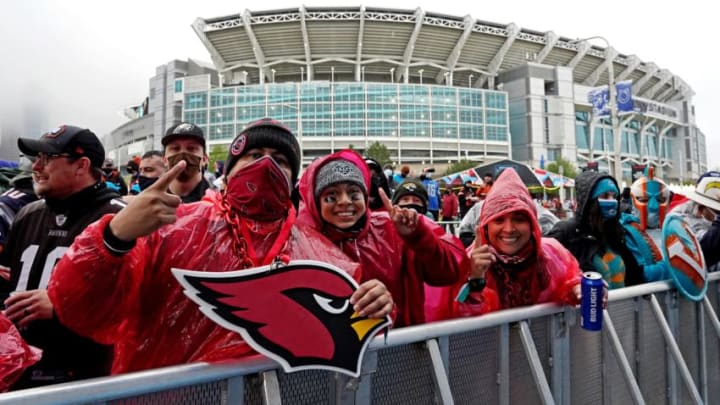 Apr 29, 2021; Cleveland, Ohio, USA; Arizona Cardinals fans cheer before the 2021 NFL Draft at First Energy Stadium. Mandatory Credit: Kirby Lee-USA TODAY Sports