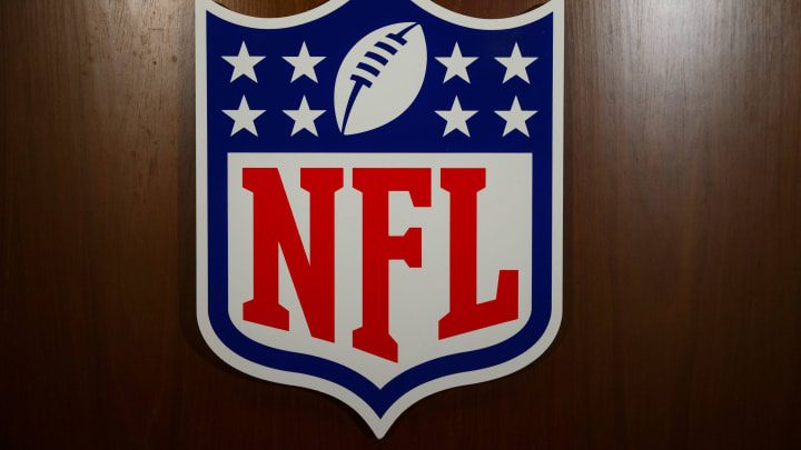 Mar 28, 2017; Phoenix, AZ, USA; Detailed view of the NFL seal logo during the NFL Annual Meetings at the Biltmore Resort. Mandatory Credit: Mark J. Rebilas-USA TODAY Sports