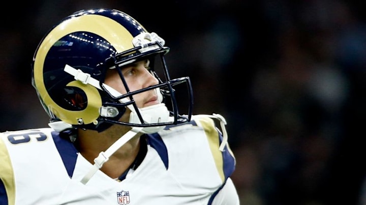 Nov 27, 2016; New Orleans, LA, USA; Los Angeles Rams quarterback Jared Goff (16) looks on against the New Orleans Saints during the first half of a game at the Mercedes-Benz Superdome. Mandatory Credit: Derick E. Hingle-USA TODAY Sports