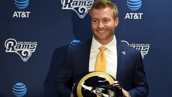 THOUSAND OAKS, CA - JANUARY 13: The Los Angeles Rams announce today in a press conference the hiring of new head coach Sean McVay on January 13, 2017 in Thousand Oaks, California. McVay is the youngest head coach in NFL history. (Photo by Lisa Blumenfeld/Getty Images)