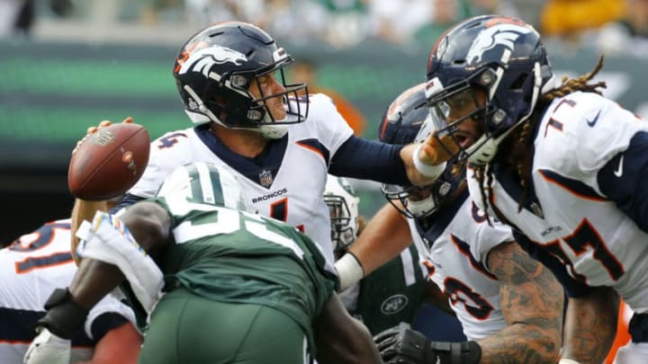EAST RUTHERFORD, NEW JERSEY - OCTOBER 07: Case Keenum #4 of the Denver Broncos looks to pass against the New York Jets during the first half in the game at MetLife Stadium on October 07, 2018 in East Rutherford, New Jersey. (Photo by Mike Stobe/Getty Images) EAST RUTHERFORD, NEW JERSEY - OCTOBER 07: Case Keenum #4 of the Denver Broncos looks to pass against the New York Jets during the first half in the game at MetLife Stadium on October 07, 2018 in East Rutherford, New Jersey. (Photo by Mike Stobe/Getty Images)