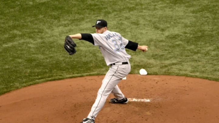 Toronto Blue Jays pitcher Roy Halladay against the Tampa Bay Devil Rays, April 8, 2007 in St. Petersburg, Florida. The Jays defeated the Rays 6-3. (Photo by A. Messerschmidt/Getty Images)