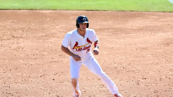 Oct 11, 2016; Glendale, AZ, USA; Glendale Desert Dogs outfielder Harrison Bader of the St. Louis Cardinals during an Arizona Fall League game against the Scottsdale Scorpions at Camelback Ranch. Mandatory Credit: Mark J. Rebilas-USA TODAY Sports