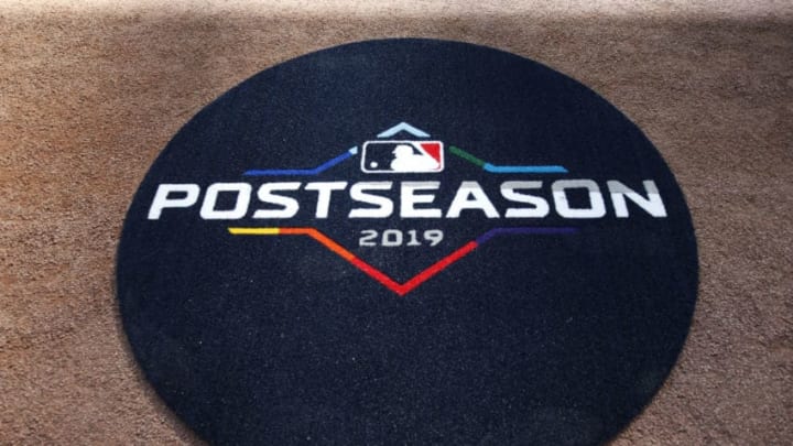 ATLANTA, GA - OCTOBER 03: A detail shot of the on deck circle with the 2019 Postseason logo prior to the NLDS Game 1 between the St. Louis Cardinals and the Atlanta Braves at SunTrust Park on Thursday, October 3, 2019 in Atlanta, Georgia. (Photo by Mike Zarrilli/MLB Photos via Getty Images)