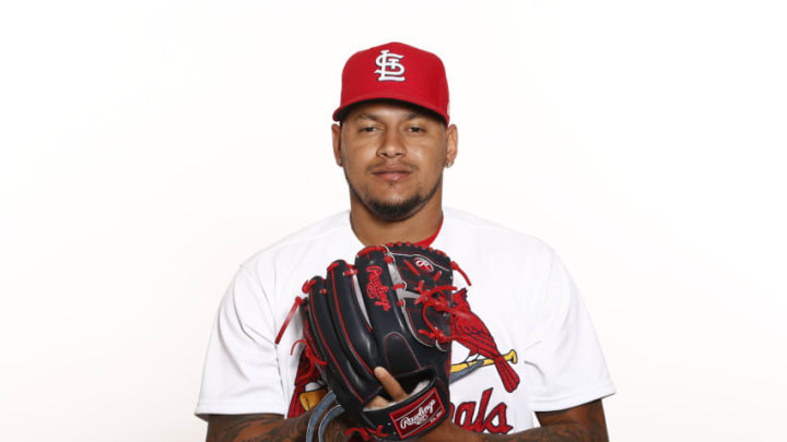 Carlos Martinez #18 of the St. Louis Cardinals poses for a photo on Photo Day at Roger Dean Chevrolet Stadium on February 19, 2020 in Jupiter, Florida. (Photo by Michael Reaves/Getty Images)