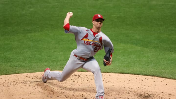MILWAUKEE, WISCONSIN - SEPTEMBER 15: Jack Flaherty #22 of the St. Louis Cardinals pitches in the third inning against the Milwaukee Brewers at Miller Park on September 15, 2020 in Milwaukee, Wisconsin. (Photo by Dylan Buell/Getty Images)
