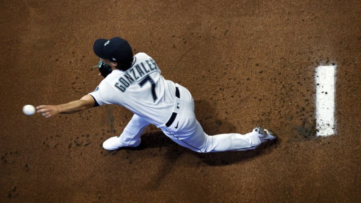 SEATTLE, WASHINGTON - JUNE 14: Marco Gonzales #7 of the Seattle Mariners warms up in the bullpen before the game against the Minnesota Twins at T-Mobile Park on June 14, 2021 in Seattle, Washington. (Photo by Steph Chambers/Getty Images)