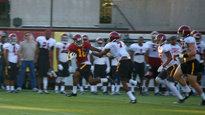 USC wide receiver/running back Dominic Davis during practice at Howard Jones Field. (Alicia de Artola/Reign of Troy)