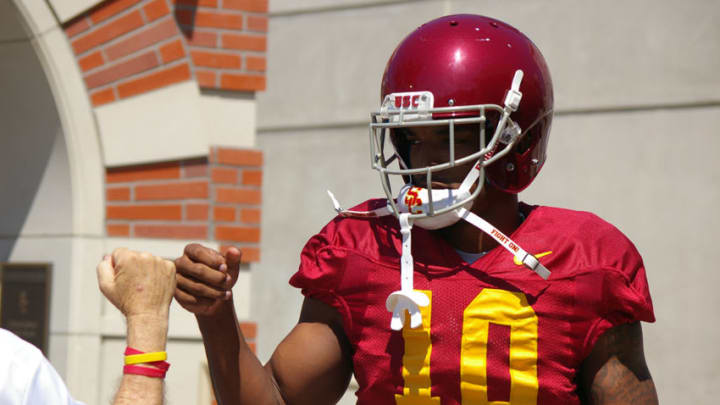 USC wide receiver Jalen Greene during practice at Howard Jones Field. (Alicia de Artola/Reign of Troy)