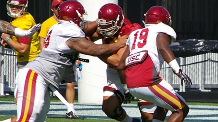 USC running back Justin Davis during practice at Howard Jones Field. (Alicia de Artola/Reign of Troy)