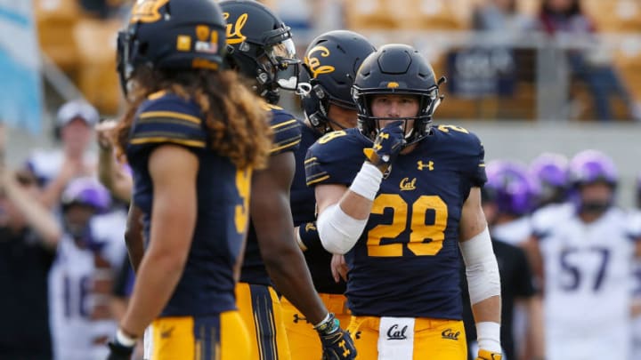 BERKELEY, CA - OCTOBER 27: Running back Patrick Laird #28 of the California Golden Bears looks on between plays against the Washington Huskies at California Memorial Stadium on October 27, 2018 in Berkeley, California. (Photo by Lachlan Cunningham/Getty Images)