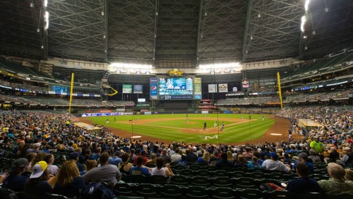 Aug 17, 2015; Milwaukee, WI, USA; General view of Miller Park during the game between the Miami Marlins and Milwaukee Brewers. Miami won 6-2. Mandatory Credit: Jeff Hanisch-USA TODAY Sports