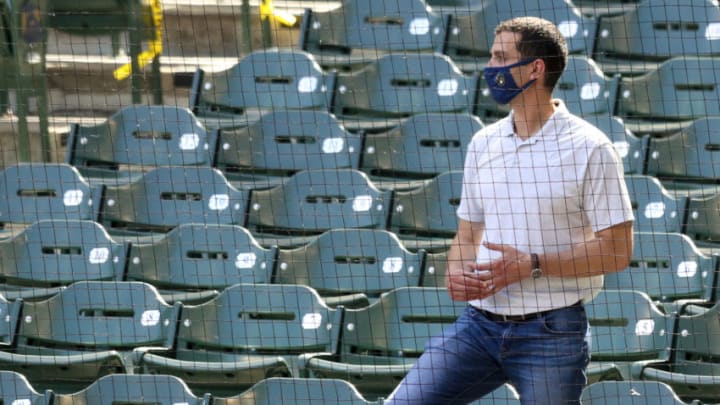 MILWAUKEE, WISCONSIN - JULY 04: General manager David Stearns of the Milwaukee Brewers looks on during summer workouts at Miller Park on July 04, 2020 in Milwaukee, Wisconsin. (Photo by Dylan Buell/Getty Images)