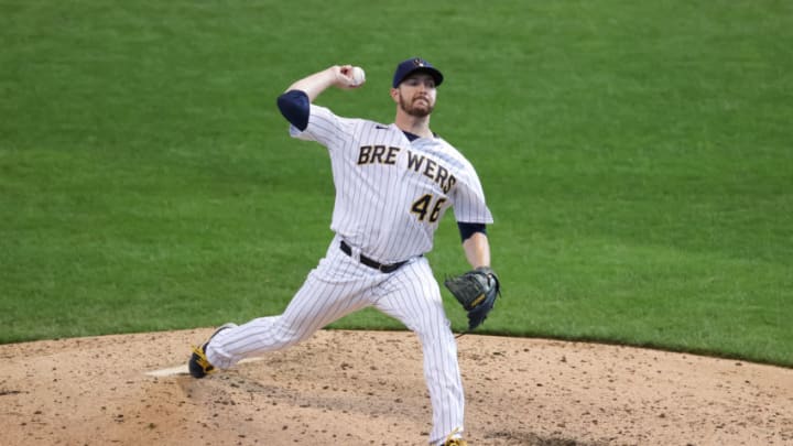 MILWAUKEE, WISCONSIN - SEPTEMBER 13: Corey Knebel #46 of the Milwaukee Brewers pitches in the seventh inning against the Chicago Cubs at Miller Park on September 13, 2020 in Milwaukee, Wisconsin. (Photo by Dylan Buell/Getty Images)