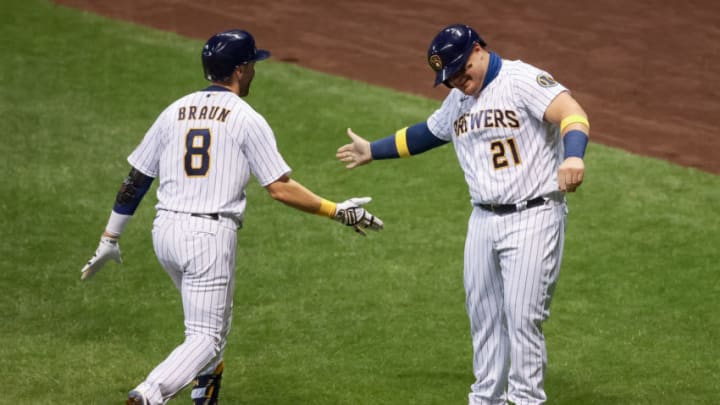 Ryan Braun and Daniel Vogelbach, Milwaukee Brewers (Photo by Dylan Buell/Getty Images)