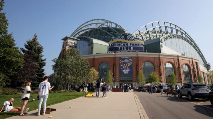 MILWAUKEE, WISCONSIN - OCTOBER 09: General view outside of American Family Field before the game 2 of the National League Division Series between the Atlanta Braves and Milwaukee Brewers at American Family Field on October 09, 2021 in Milwaukee, Wisconsin. (Photo by Stacy Revere/Getty Images)