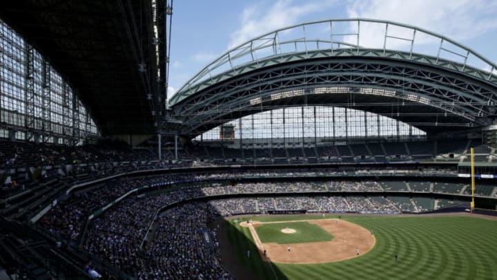 MILWAUKEE, WI - JUNE 06: General view of the ballpark with roof open from the upper level during a game between the Milwaukee Brewers and Miami Marlins at Miller Park on June 6, 2019 in Milwaukee, Wisconsin. The Brewers won 5-1. (Photo by Joe Robbins/Getty Images)