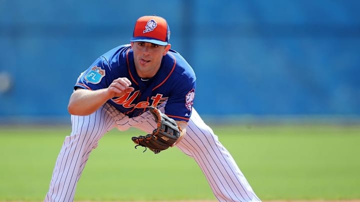 Feb 22, 2016; Port St. Lucie, FL, USA; New York Mets third baseman David Wright (5) takes infield practice during spring training work out drills at Tradition Field. Mandatory Credit: Steve Mitchell-USA TODAY Sports Feb 22, 2016; Port St. Lucie, FL, USA; New York Mets third baseman David Wright (5) takes infield practice during spring training work out drills at Tradition Field. Mandatory Credit: Steve Mitchell-USA TODAY Sports