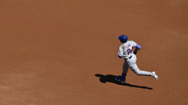 WASHINGTON, DC - MARCH 28: Robinson Cano #24 of the New York Mets runs the bases after hitting a solo home run in the first inning against the Washington Nationals on Opening Day at Nationals Park on March 28, 2019 in Washington, DC. (Photo by Patrick McDermott/Getty Images)