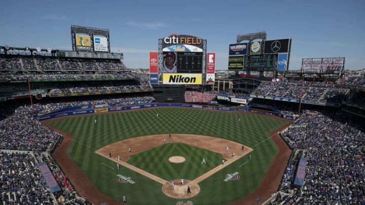 NEW YORK, NEW YORK - APRIL 04: A general view of Noah Syndergaard #34 of the New York Mets pitching against Wilmer Difo #1 of the Washington Nationals during the Mets Home Opening game at Citi Field on April 04, 2019 in New York City. (Photo by Al Bello/Getty Images)