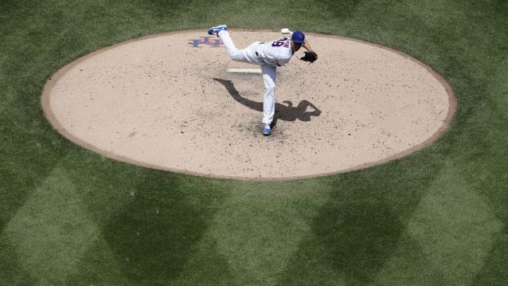 NEW YORK, NEW YORK - JULY 25: Jacob deGrom #48 of the New York Mets pitches against the San Diego Padres in the seventh inning at Citi Field on July 25, 2019 in New York City. The New York Mets defeated the San Diego Padres, 4-0. (Photo by Michael Owens/Getty Images)