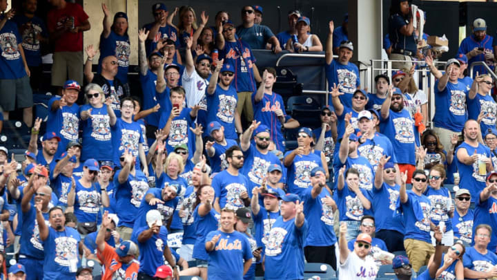 WASHINGTON, DC - SEPTEMBER 02: New York Mets fans cheer in the sixth inning of the game against the Washington Nationals at Nationals Park on September 2, 2019 in Washington, DC. (Photo by Greg Fiume/Getty Images)