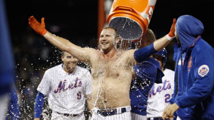 NEW YORK, NEW YORK - SEPTEMBER 06: Pete Alonso #20 of the New York Mets celebrates with teammates after defeating the Philadelphia Phillies 5-4 during a game at Citi Field on September 06, 2019 in New York City. (Photo by Michael Owens/Getty Images)