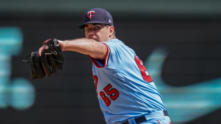 MINNEAPOLIS, MN - AUGUST 16: Trevor May #65 of the Minnesota Twins pitches against the Kansas City Royals on August 16, 2020 at Target Field in Minneapolis, Minnesota. (Photo by Brace Hemmelgarn/Minnesota Twins/Getty Images)