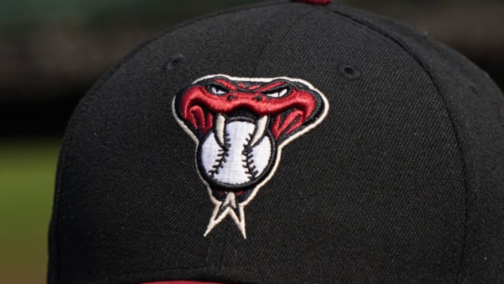 SAN FRANCISCO, CALIFORNIA - AUGUST 23: A detailed view of the Arizona Diamondbacks logo on their hats worn by a player against the San Francisco Giants at Oracle Park on August 23, 2020 in San Francisco, California. (Photo by Thearon W. Henderson/Getty Images)