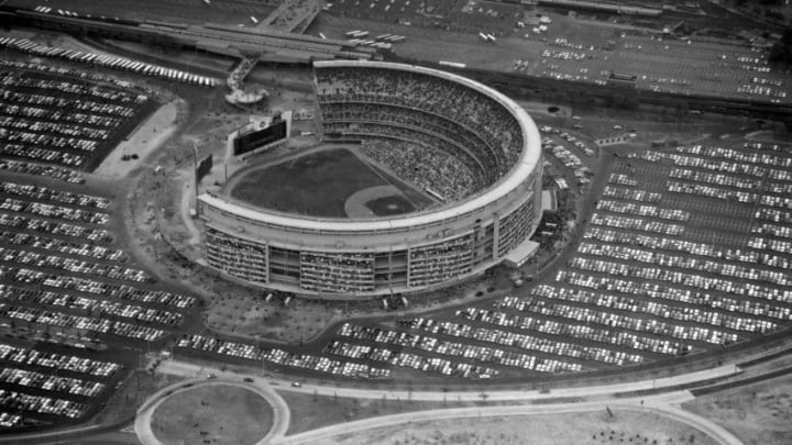 FLUSHING, NY - 1966: Aerial view of Shea Stadium, baseball home of the New York Mets of the National League taken during the 1966 season in Flushing, New York. (Photo by: Olen Collection/Diamond Images/Getty Images)