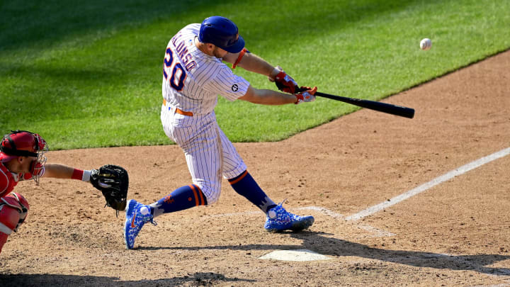 NEW YORK, NEW YORK – SEPTEMBER 06: Pete Alonso #20 of the New York Mets hits a two run home run against the Philadelphia Phillies during the eighth inning at Citi Field on September 06, 2020 in New York City. (Photo by Steven Ryan/Getty Images)