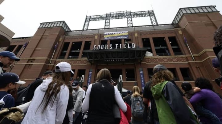 May 14, 2016; Denver, CO, USA; General view of outside of Coors Field before the game between the New York Mets against the Colorado Rockies. Ron Chenoy-USA TODAY Sports