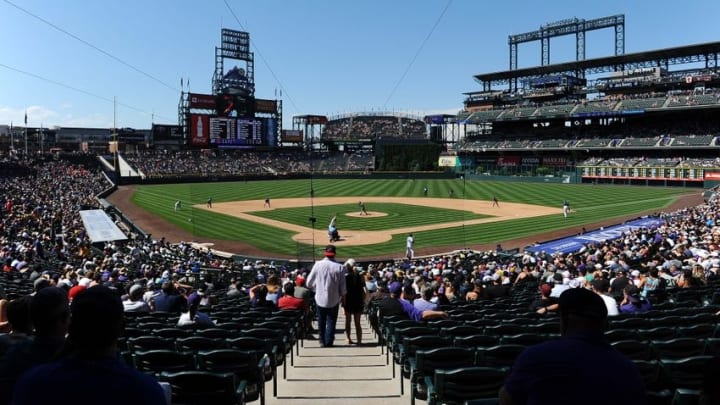 Jun 26, 2016; Denver, CO, USA; General view of Coors Field during the fifth inning of the game between the Arizona Diamondbacks against the Colorado Rockies. Mandatory Credit: Ron Chenoy-USA TODAY Sports