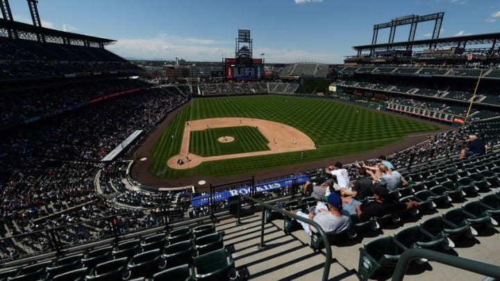 Aug 17, 2016; Denver, CO, USA; General view of Coors Field during the fourth inning of the game between the against the Washington Nationals against the Colorado Rockies. Mandatory Credit: Ron Chenoy-USA TODAY Sports
