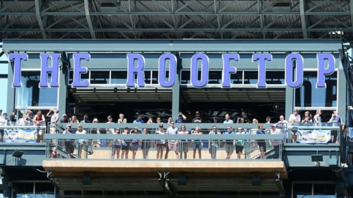 Jun 26, 2016; Denver, CO, USA; General view of the fans inside the rooftop observatory of Coors Field during the fourth inning of the game between the Arizona Diamondbacks against the Colorado Rockies. Mandatory Credit: Ron Chenoy-USA TODAY Sports