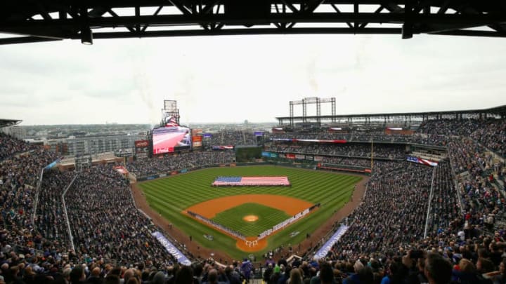 General view of Coors Field during an MLB regular season game