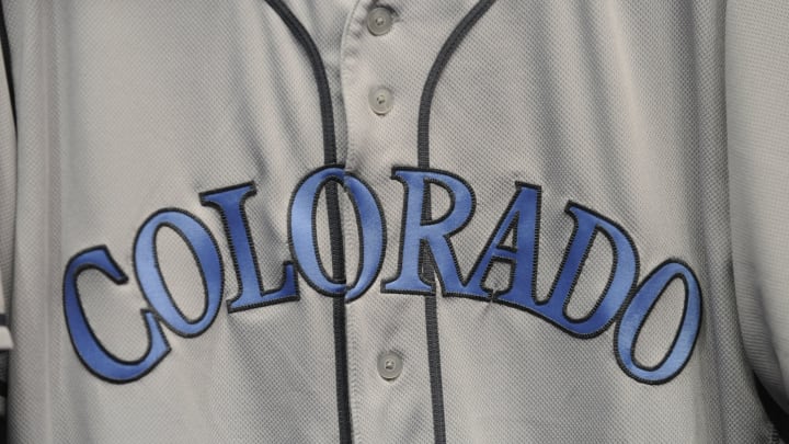 MIAMI, FL – JUNE 19: A detailed view of the front of the Colorado Rockies jersey worn by the players before the Fathers Day game against the Miami Marlins at Marlins Park on June 19, 2016 in Miami, Florida. (Photo by Eric Espada/Getty Images)