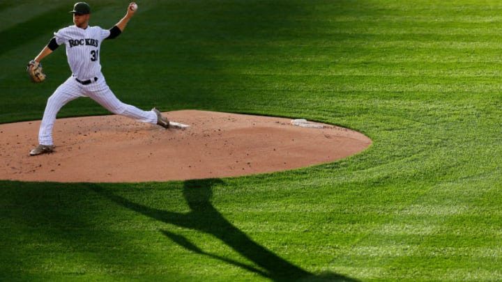 DENVER, CO - MAY 27: Starting pitcher Kyle Freeland #31 of the Colorado Rockies delivers to home plate during the second inning against the St Louis Cardinals at Coors Field on May 27, 2017 in Denver, Colorado. (Photo by Justin Edmonds/Getty Images)